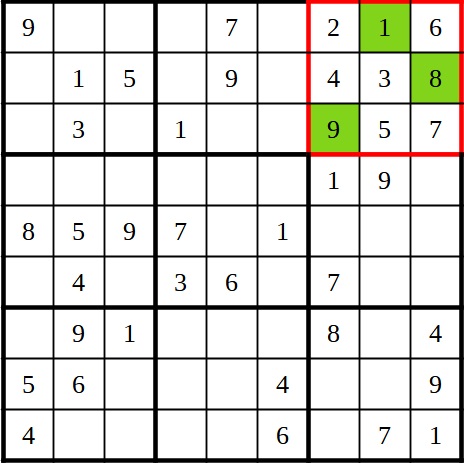 Sudoku Beispiel Leicht Schritt 1